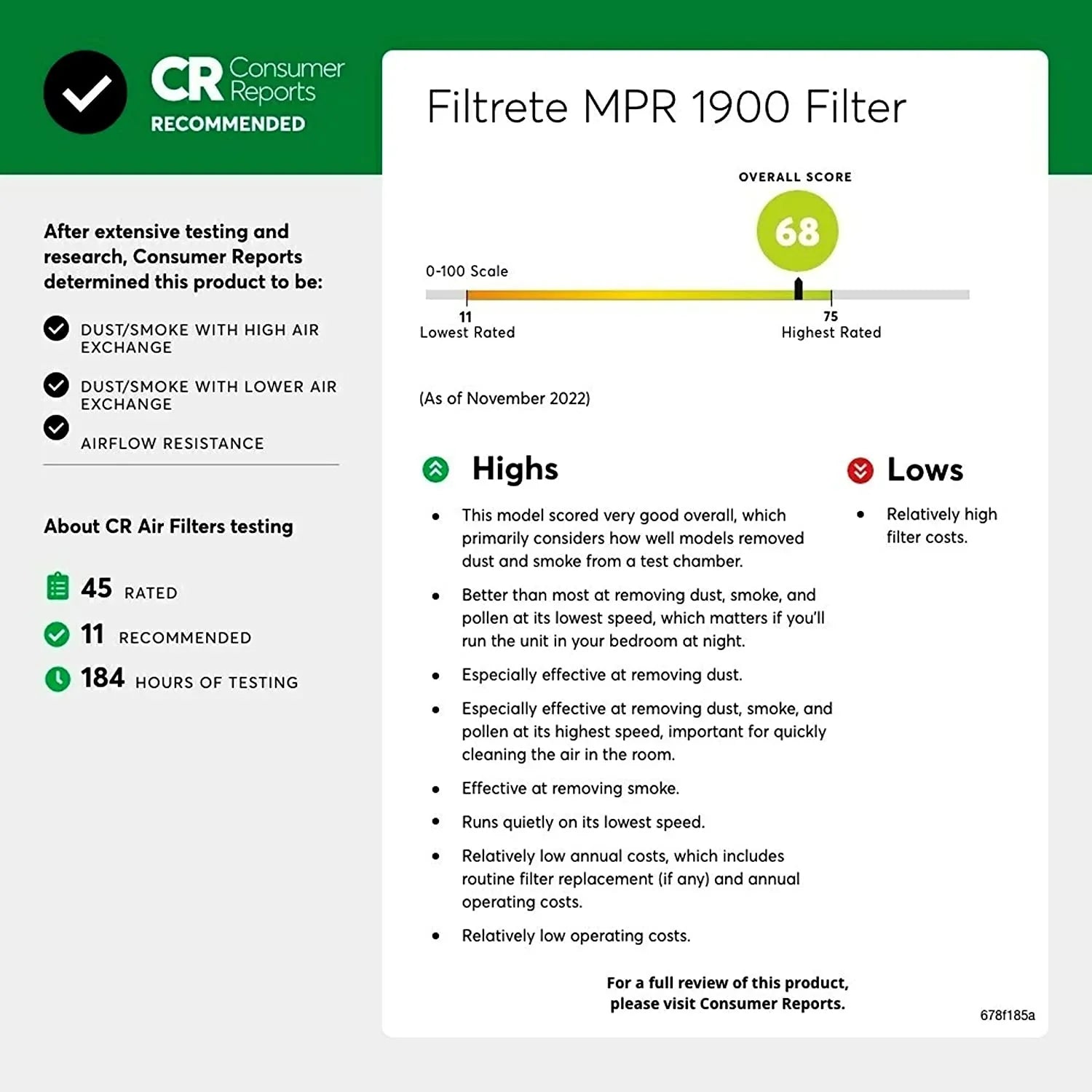 Filtrete 12x24x1 Air Filter, MPR 1900, MERV 13, Healthy Living Ultimate Allergen 3-Month Pleated 1-Inch Air Filters, 2 Filters