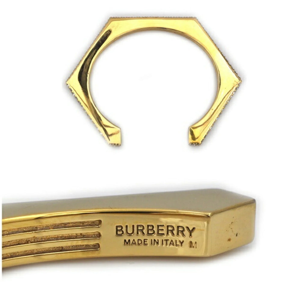 Pre-Owned Burberry Bangle Gold Clear Stone 80326341 M GP Rhinestone BURBERRY Crystal Detail Bracelet Nut Motif Jewelry Cuffs Ladies (Good)