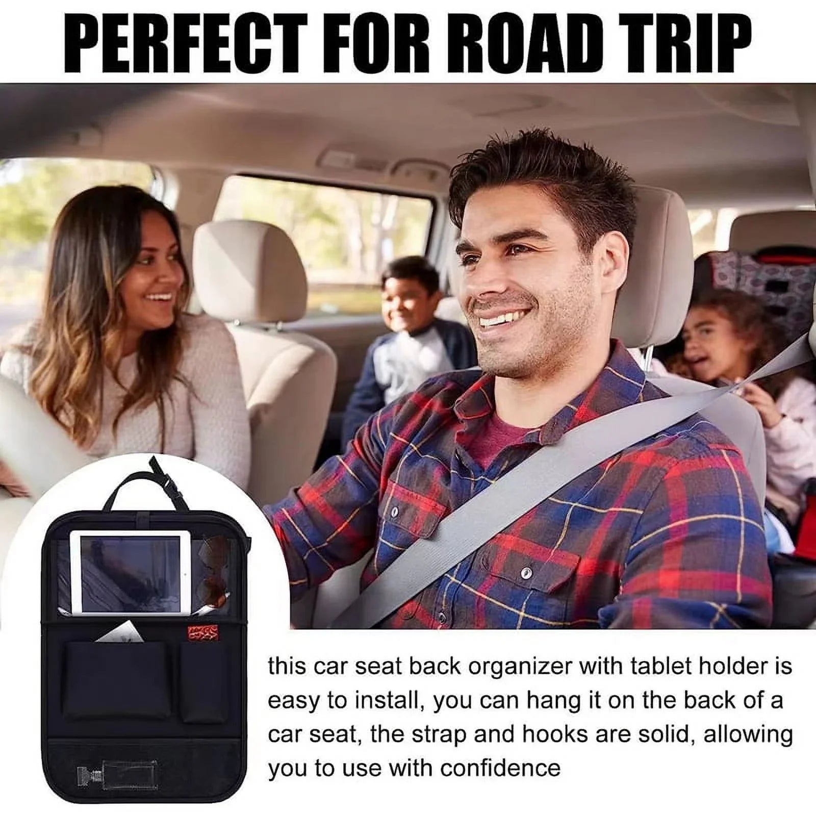 FeiraDeVaidade Children'S Car Organizers, 3-In-1 Car Seat Organizer,Car Backrest With Folding Table And Tablet Storage
