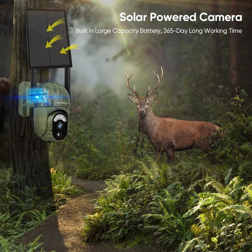 LS VISION Camouflage Camera 2K Solar Battery Powered Outdoor Wireless Security Camera