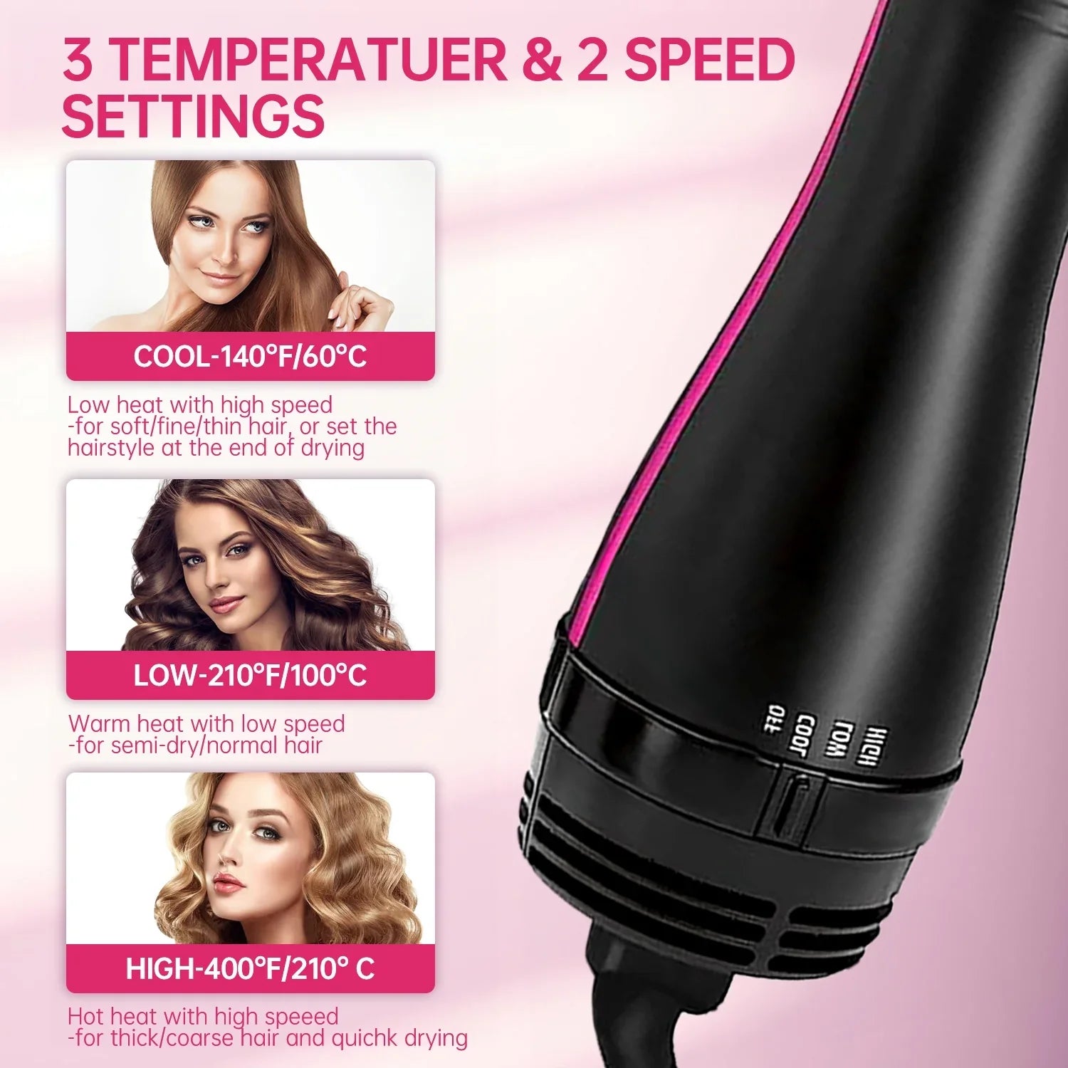 One-Step Hair Dryer and Styler | Detangle, Dry, and Smooth Dark