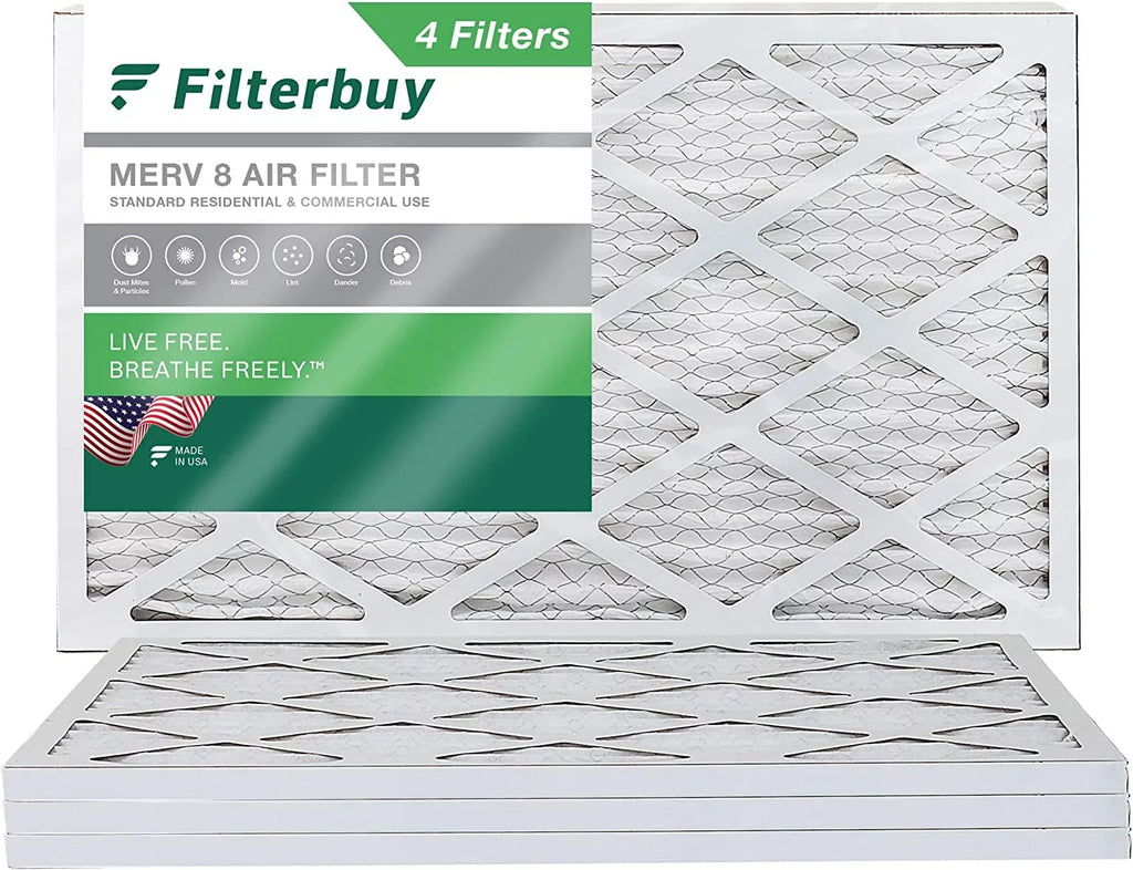 Filterbuy 12x36x1 MERV 8 Pleated HVAC AC Furnace Air Filters (4-Pack)