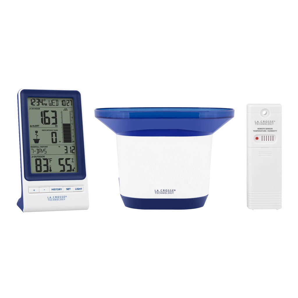 La Crosse 724-1415BL LCD Wireless Rain Station with Temperature and Humidity Sensor