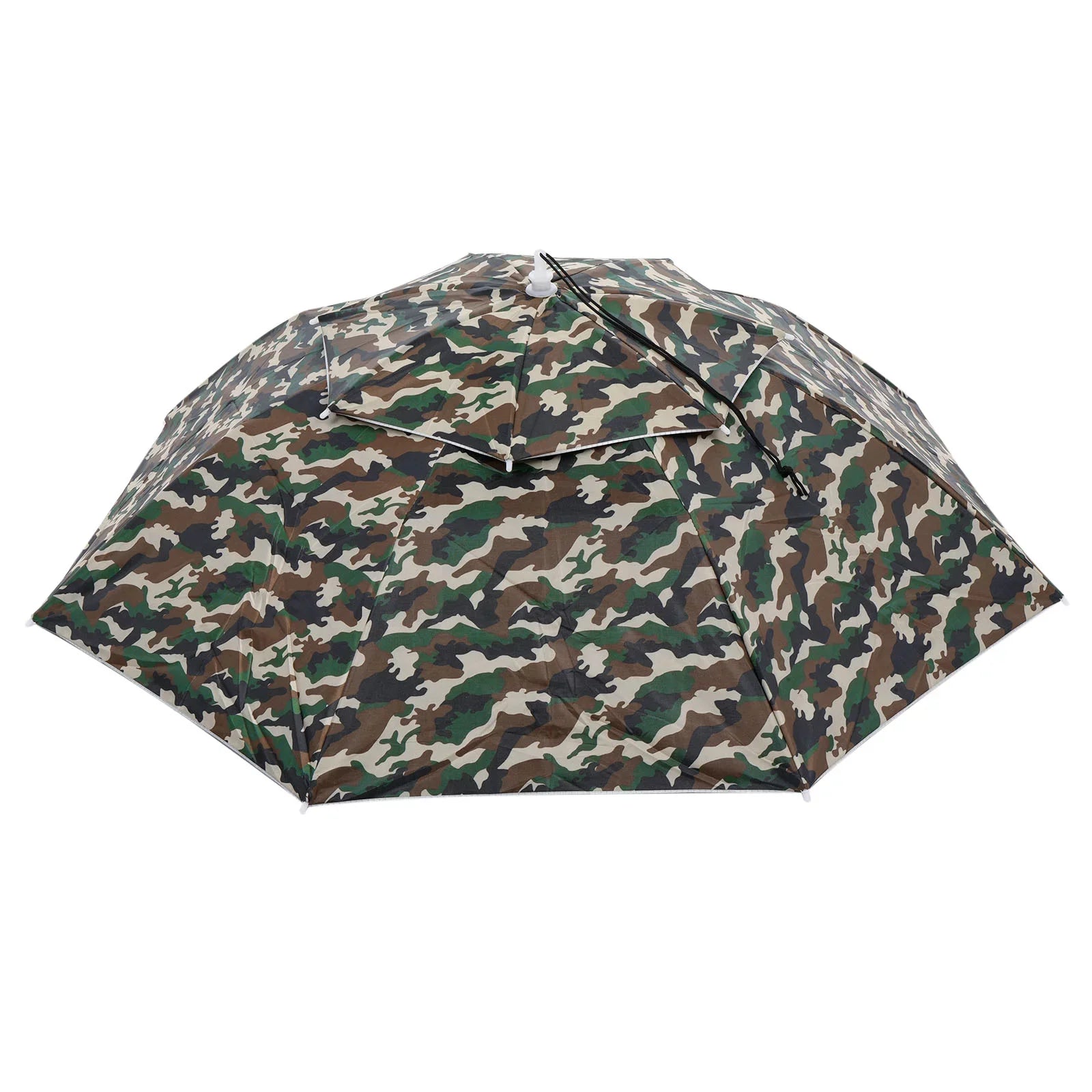 Uxcell OD 37.4" Umbrella Hat, Oxford Fabric Folding Double Layer Sun Rain Cap with Head Strip, Camo