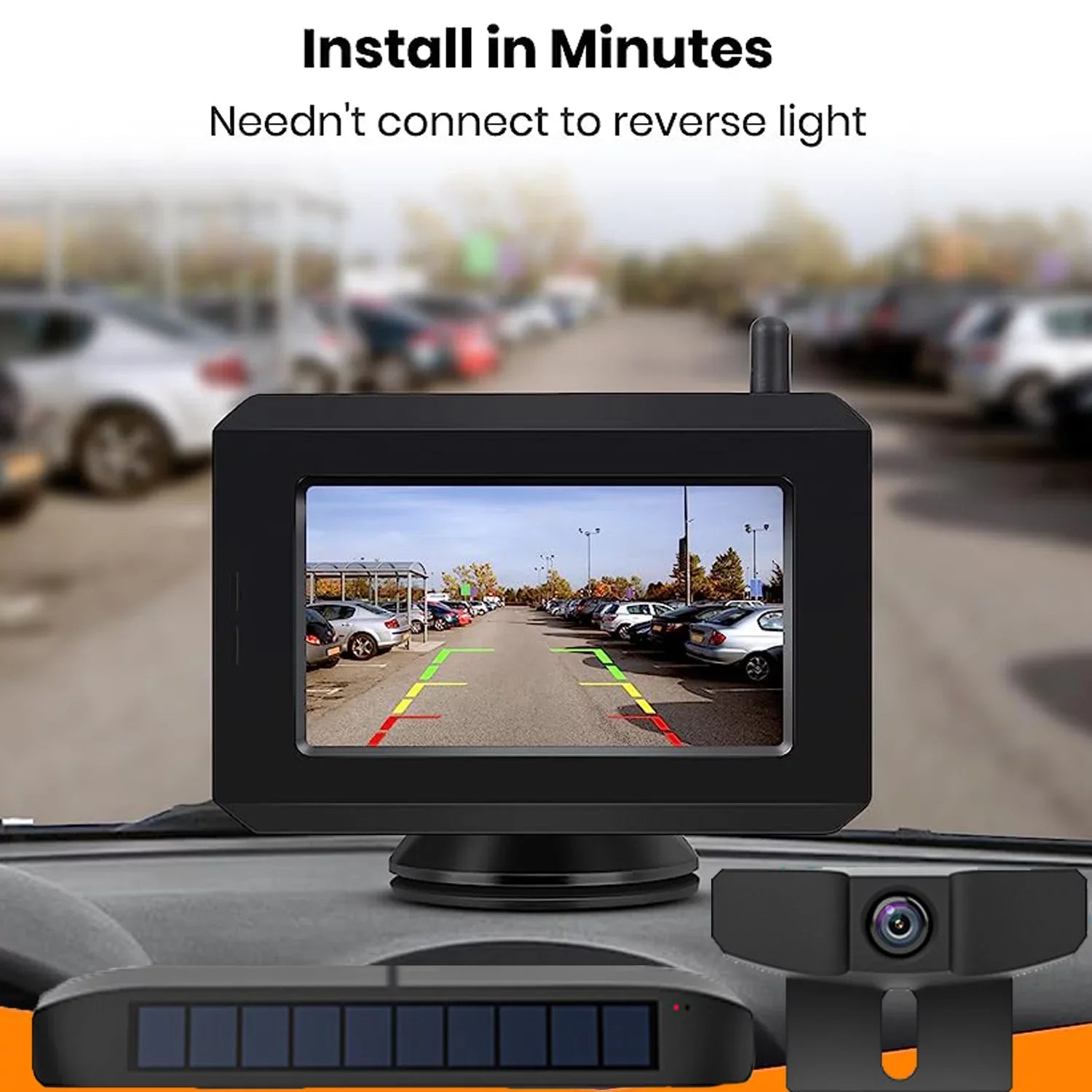 Solar Wireless Digital Backup Camera for Trucks, Wireless Reverse Hitch Trailer Rear View Camera Highway Observation Back Up Camera System fit for Trailer,Pickup,Van