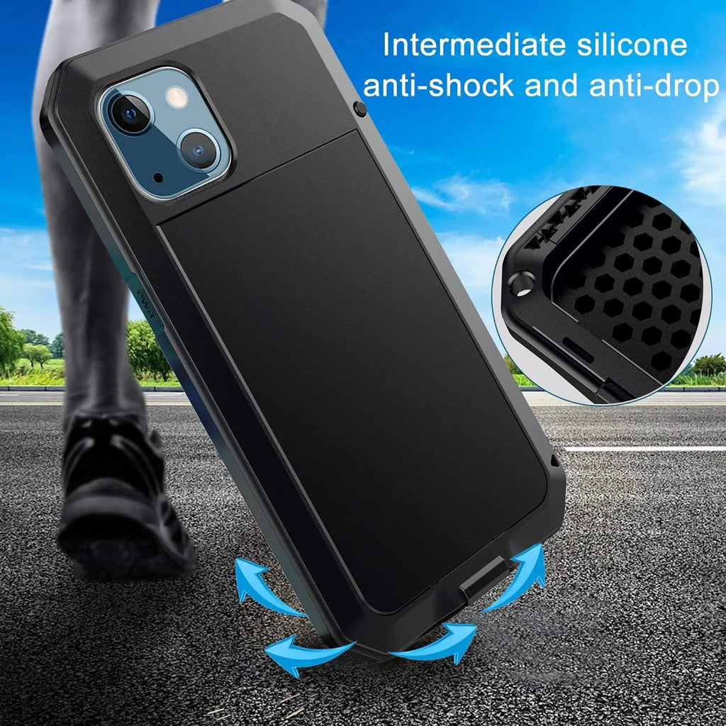 Gorilla Glass Aluminum Metal iPhone 13 Pro Max Case (Silver) Heavy Duty Military Grade Shockproof and Scratch Resistant Protection, Rugged Outdoor Travel
