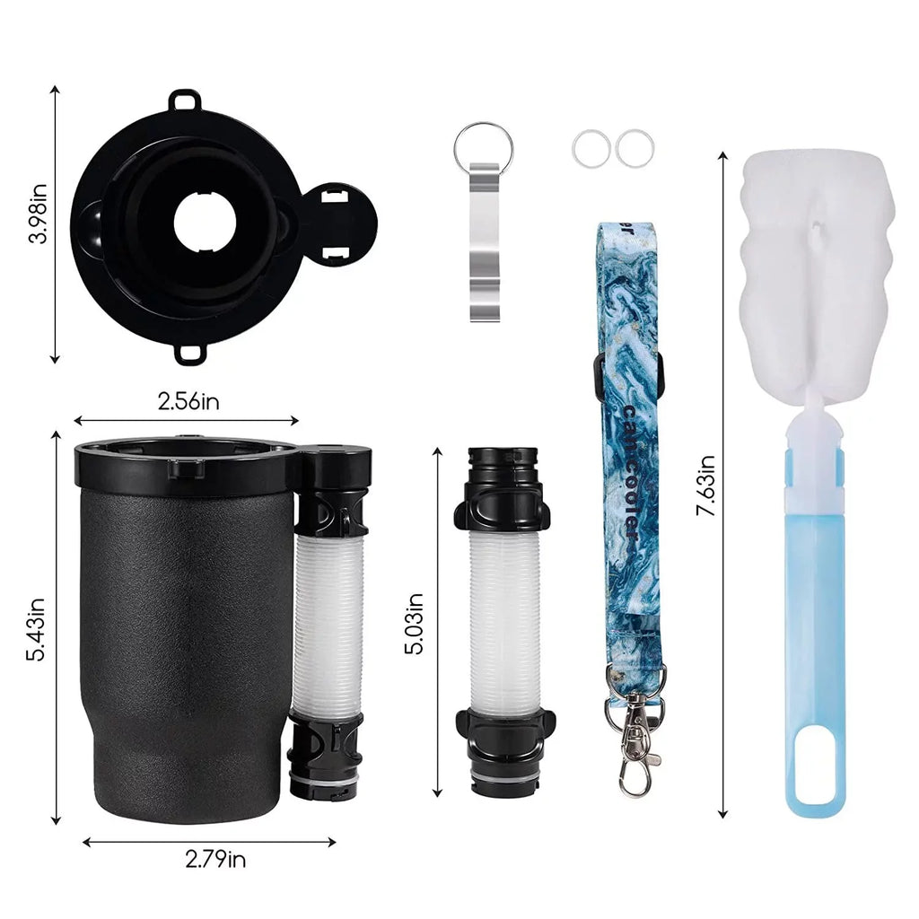 Jahy2Tech Portable Can/Bottle Cooler Cup with 2 Detachable Expandable Hose and Bottle Opener Keychain,Hose Funnel Cup for Beverage Drink, Built for Party Bottle Bottle Drinking Jet