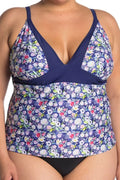 Nicole Miller Swimwear Tankini Top/Slit Skirt Bottom Women´s Size L Floral Print Colorblock