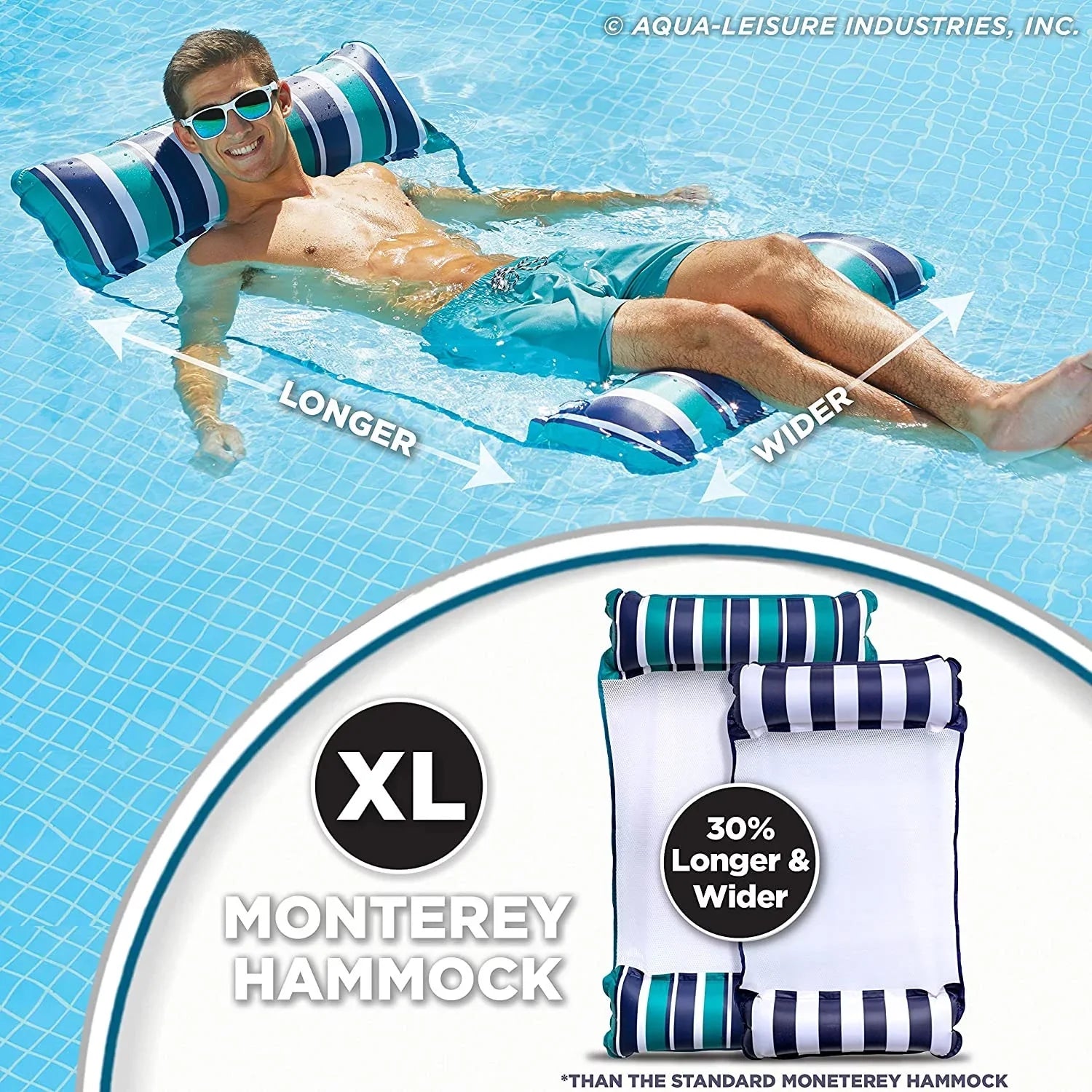 Aqua Deluxe Monterey XL Hammock 4 in 1 Multi Purpose Float, Teal (2 Pack)