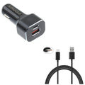 2-Port USB 36W Quick Car Charger w Cord Charger 6ft USB Cable M8J for Dark Motion, Key2, KEYone, LE - BLU G9, Vivo XI Plus 5 - CAT S61 S48c - Coolpad Legacy - Essential Phone (PH-1)
