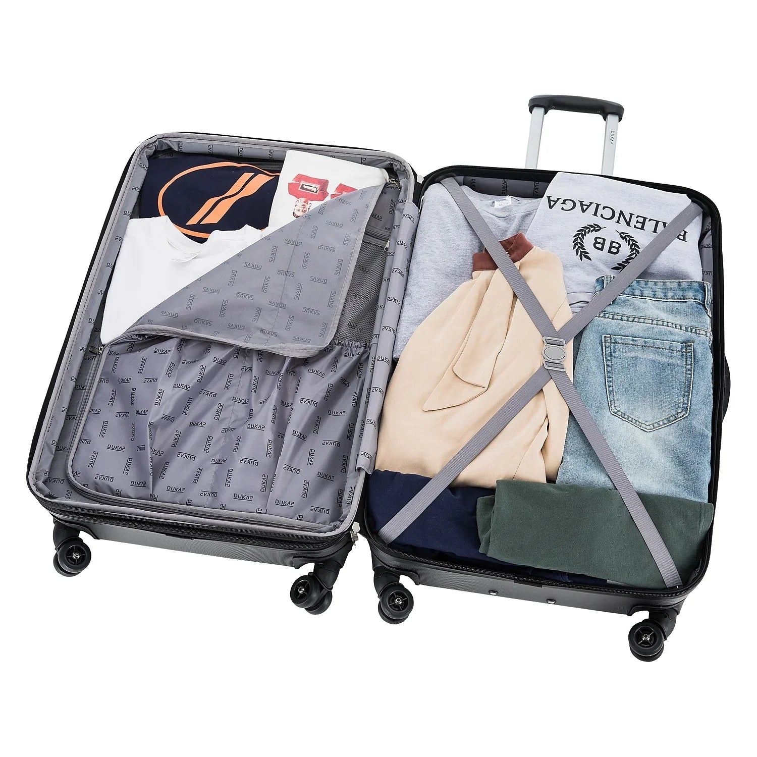 DUKAP y 2-Piece Plastic Luggage Set Gray (DKINT0SM-GRE)