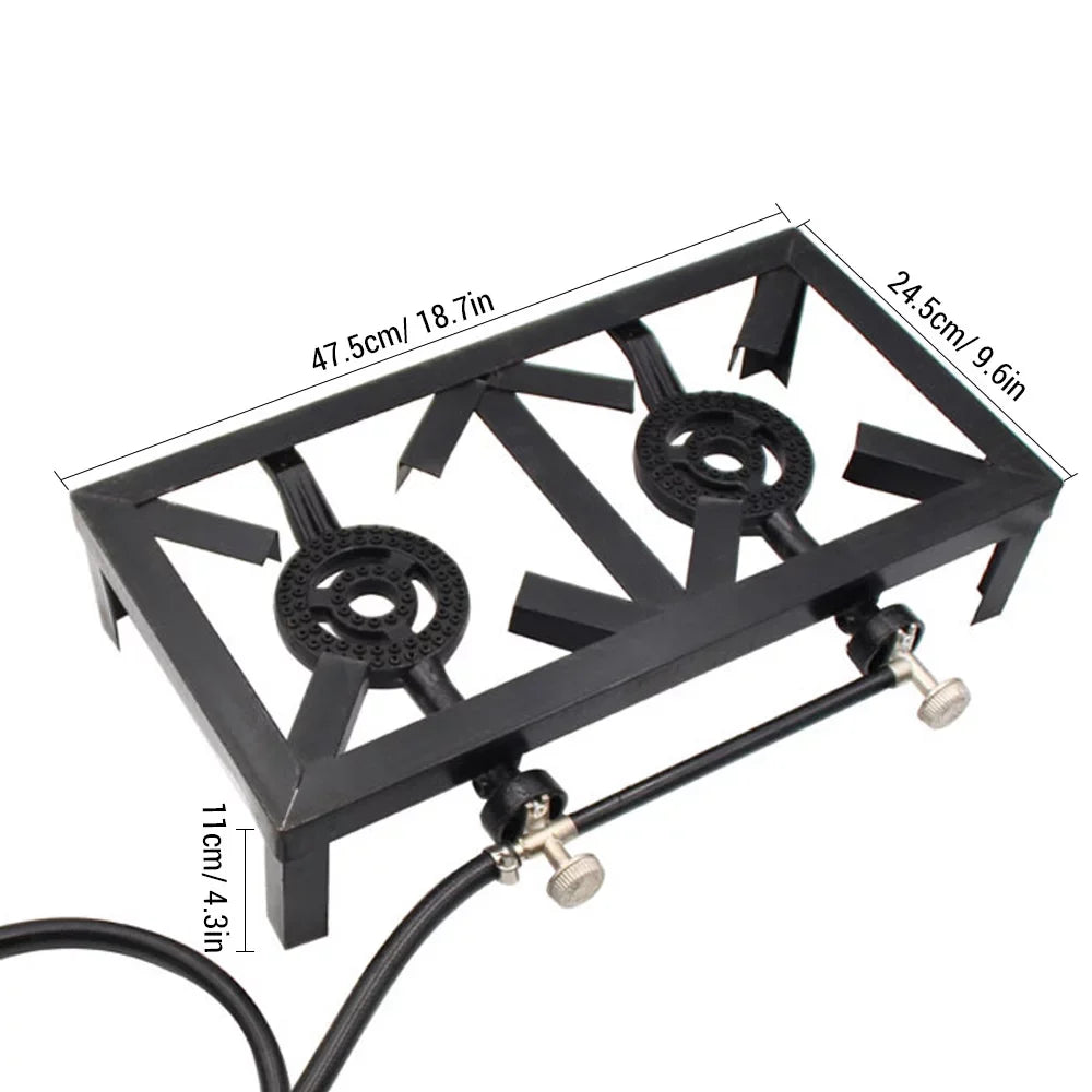 OWSOO Propane Gas Double Cast Iron Stove for Patio Camping BBQ Cooking (Standard), Furnace for Excursions