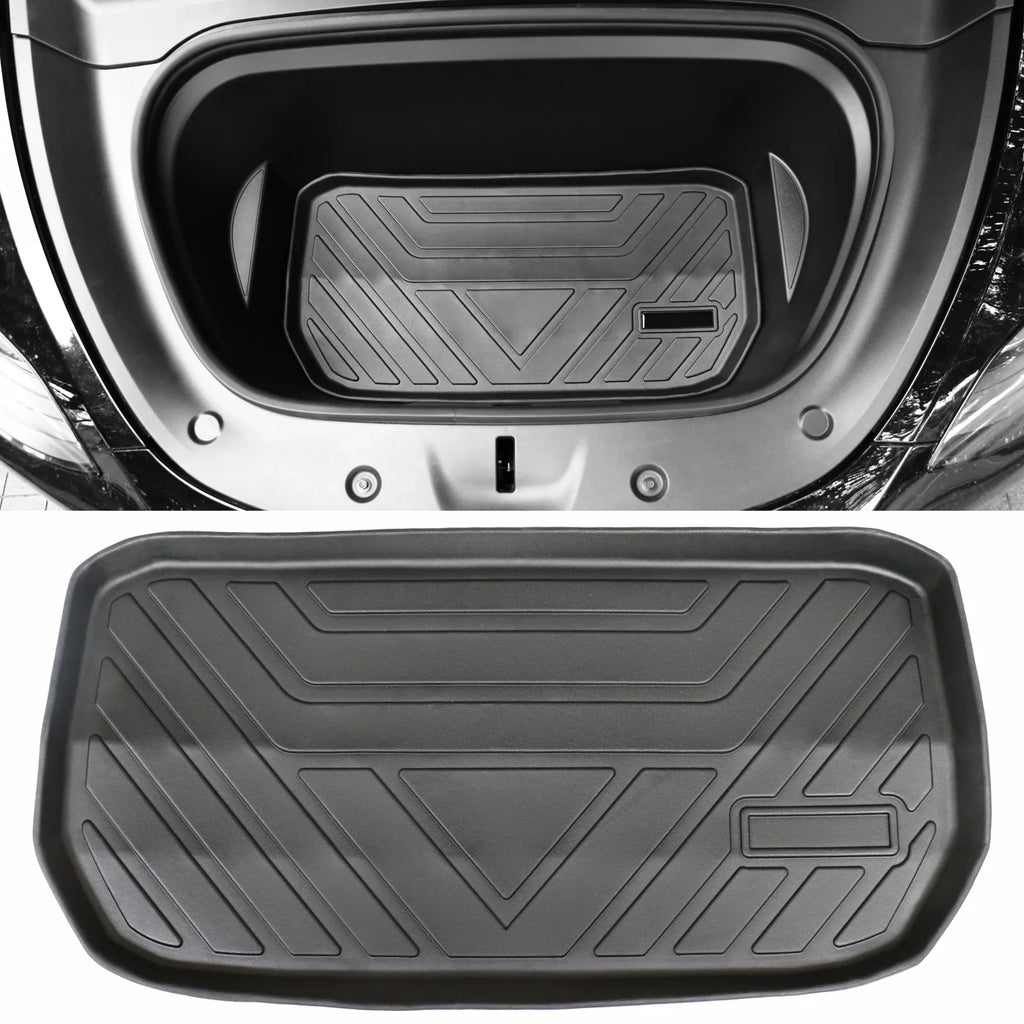 Ikon Motorsports Trunk Mats Cargo Liner Compatible with 2020-2023 Tesla Model Y Jet TPE All Weather Waterproof Anti-Slip Frunk Trunk Under Cargo Storage Liner Mat Interior Accessories 3PCS