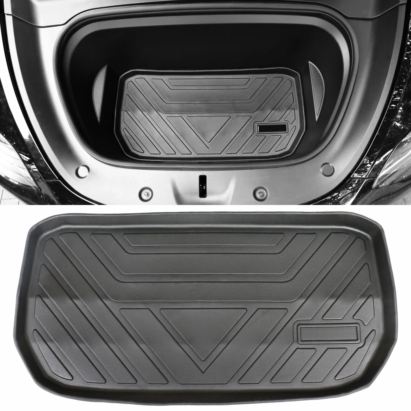 Ikon Motorsports Trunk Mats Cargo Liner Compatible with 2020-2023 Tesla Model Y Jet TPE All Weather Waterproof Anti-Slip Frunk Trunk Under Cargo Storage Liner Mat Interior Accessories 3PCS