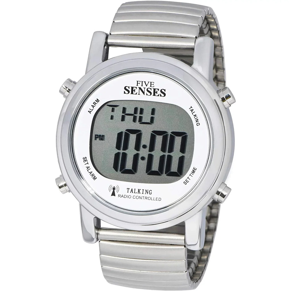 Five Senses Atomic Talking Watch - Sets Itself Senses Metal Easy-to-Read Talking Watch For Elderly Seniors Hard of Hearing Vision Impaired (1021)