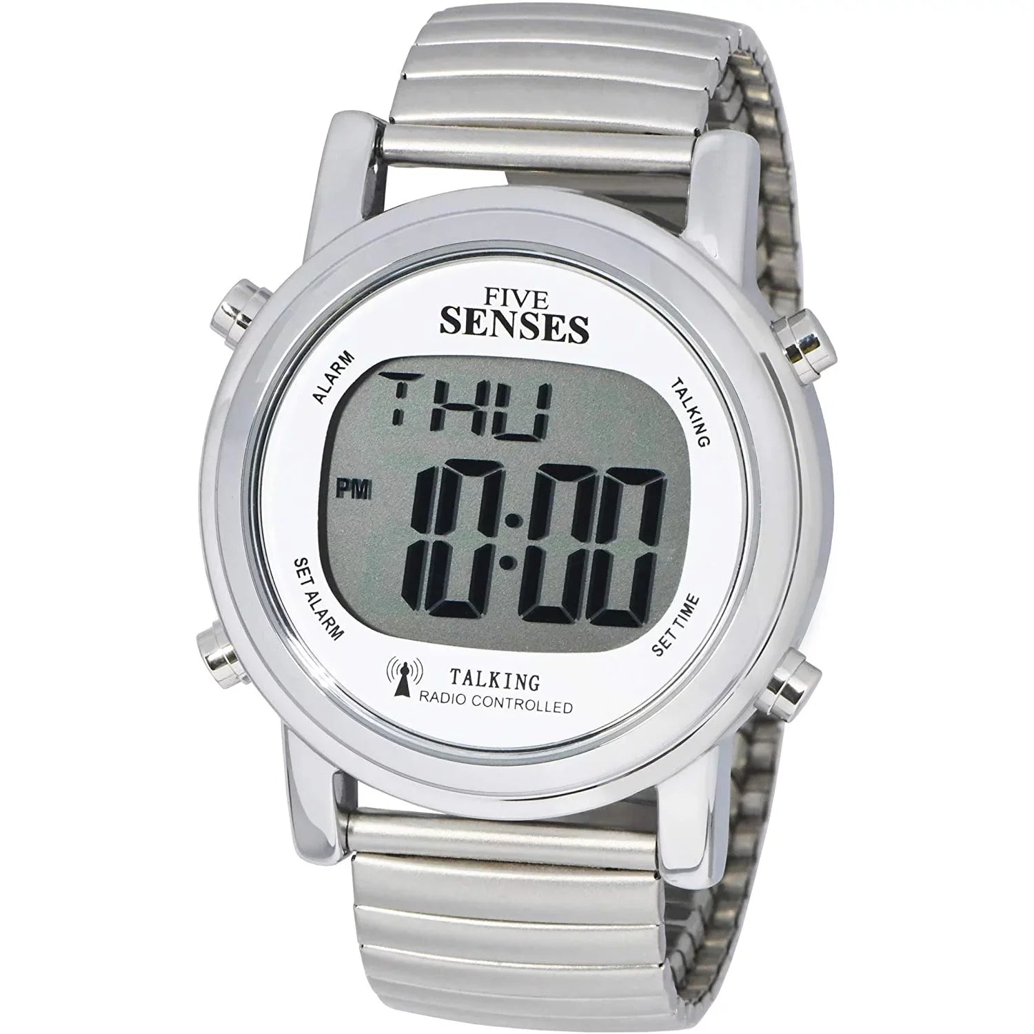 Five Senses Atomic Talking Watch - Sets Itself Senses Metal Easy-to-Read Talking Watch For Elderly Seniors Hard of Hearing Vision Impaired (1021)