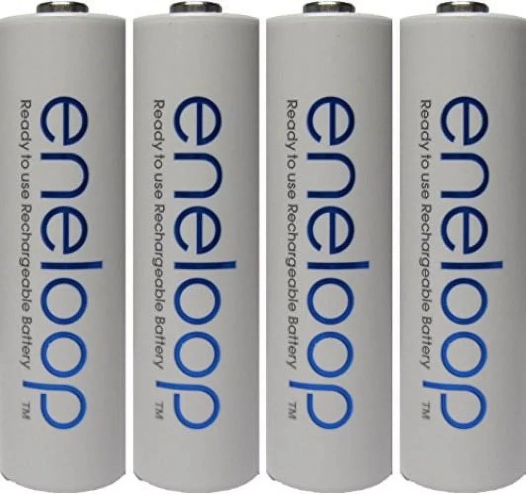 4 Pack Newest Version Eneloop 4th Generation AA NiMH Pre-charged 2100 Times Rechargeable Batteries + Free Battery Holder