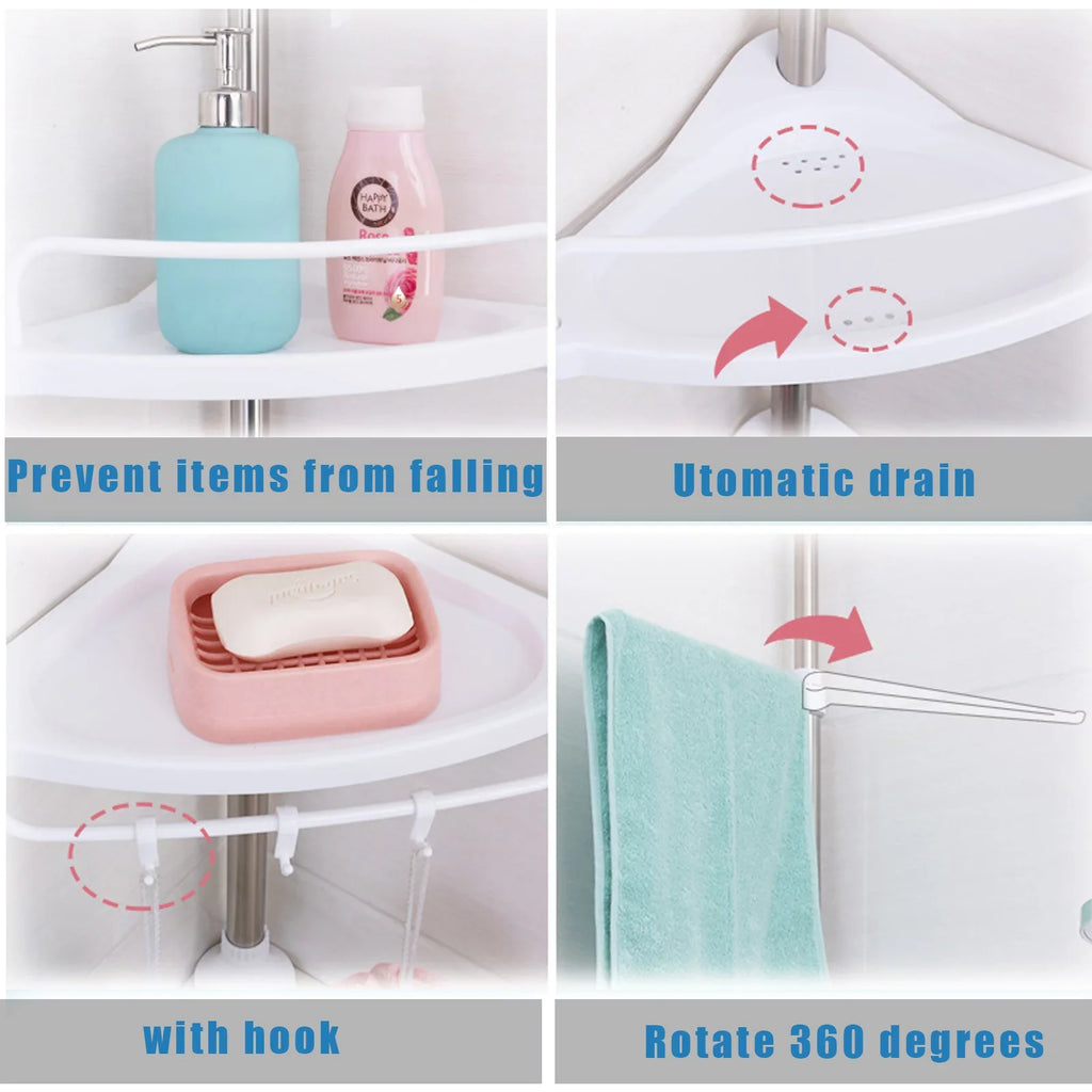 Vobor 4 Layer White Bathroom Shower Shelf Corner Organizer Shower Caddy with 4 Shelves, White