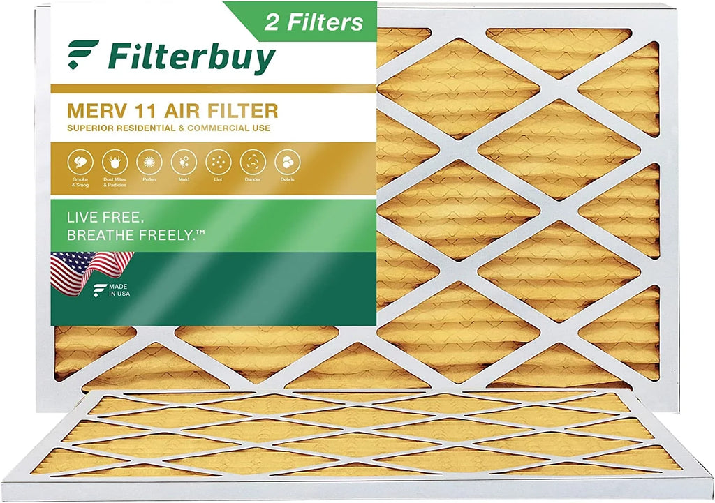Filterbuy 14x25x1 MERV 11 Pleated HVAC AC Furnace Air Filters (2-Pack)