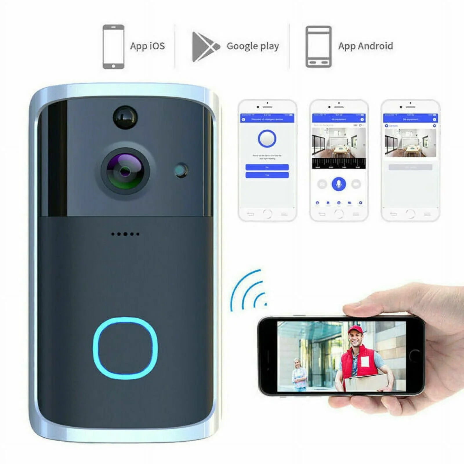 WiFi Visual Ring Smart Doorbell Smart Home Wireless Camera Video Door Bell Phone Intercom Homekit Security Automation Jet