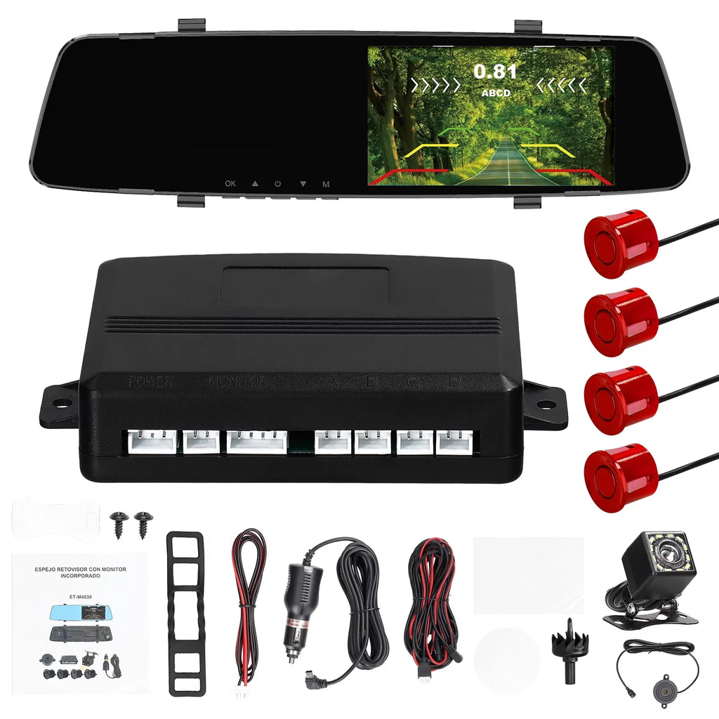 Dazzduo Dash Camera,Dash Camera Rear Dual Camera Dual Camera 4.3 Radars Rear Dual Inch Screen Support Reverse Radars Rear 4.3 Inch Screen 1080P DVR Dash Camera 4.3 Inch 4 Reverse Radars Rear 1080P 4