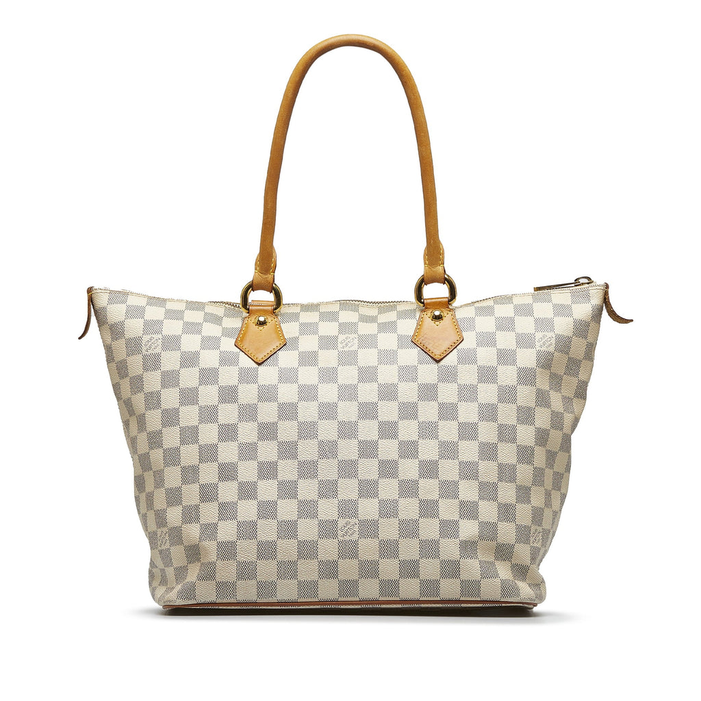 Pre-Owned Authenticated Louis Vuitton Damier Azur Saleya MM Canvas White Tote Bag Unisex (Good)
