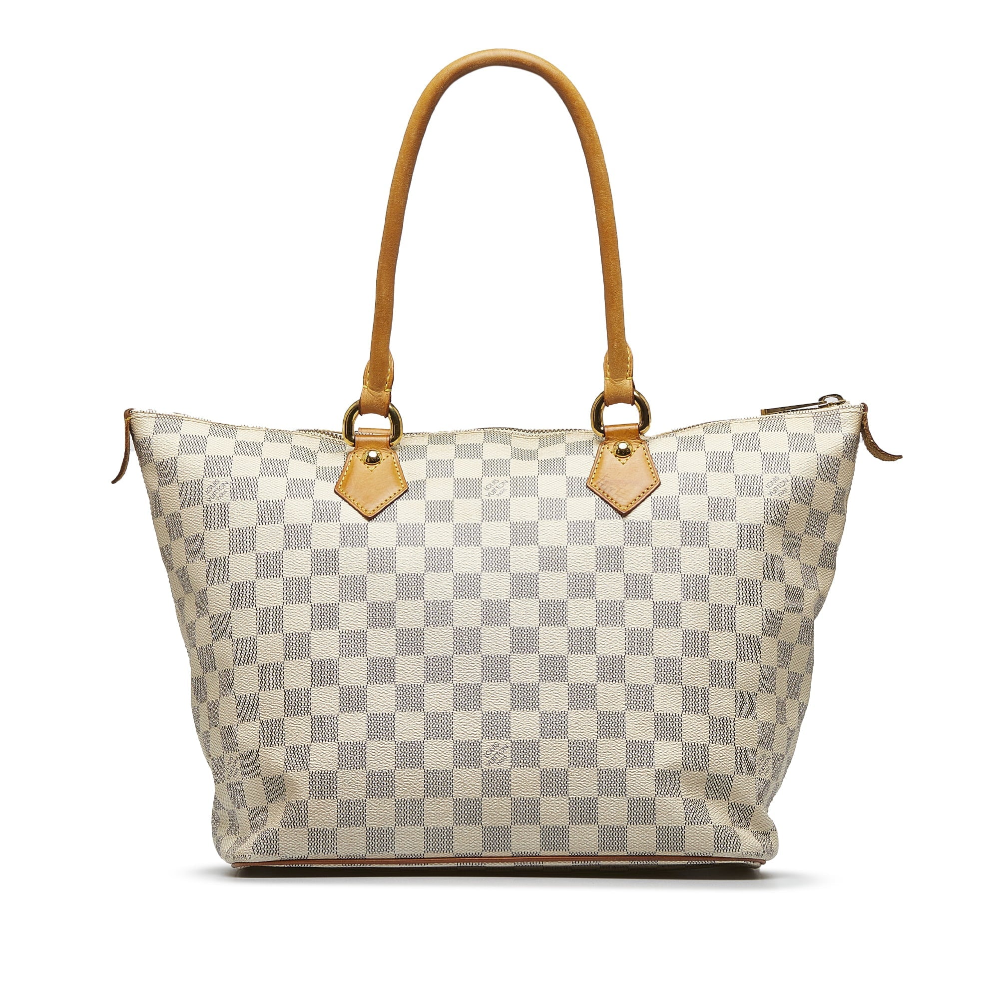 Pre-Owned Authenticated Louis Vuitton Damier Azur Saleya MM Canvas White Tote Bag Unisex (Good)
