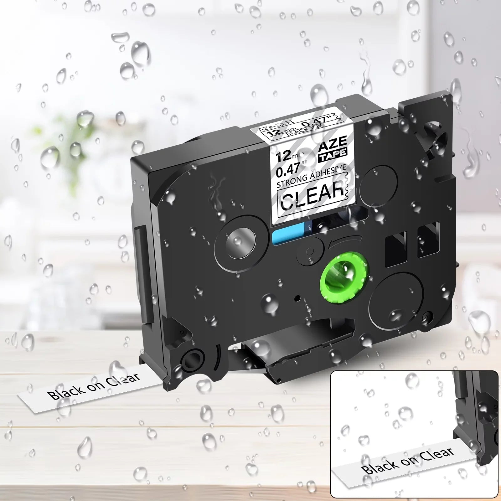 GREENCYCLE 30PK Compatible for Brother P-touch Ebony on Clear 12mm TZ TZe TZe-S131 TZ-S131 TZ-131 TZe-131 Extra Strength Laminated Label Tape