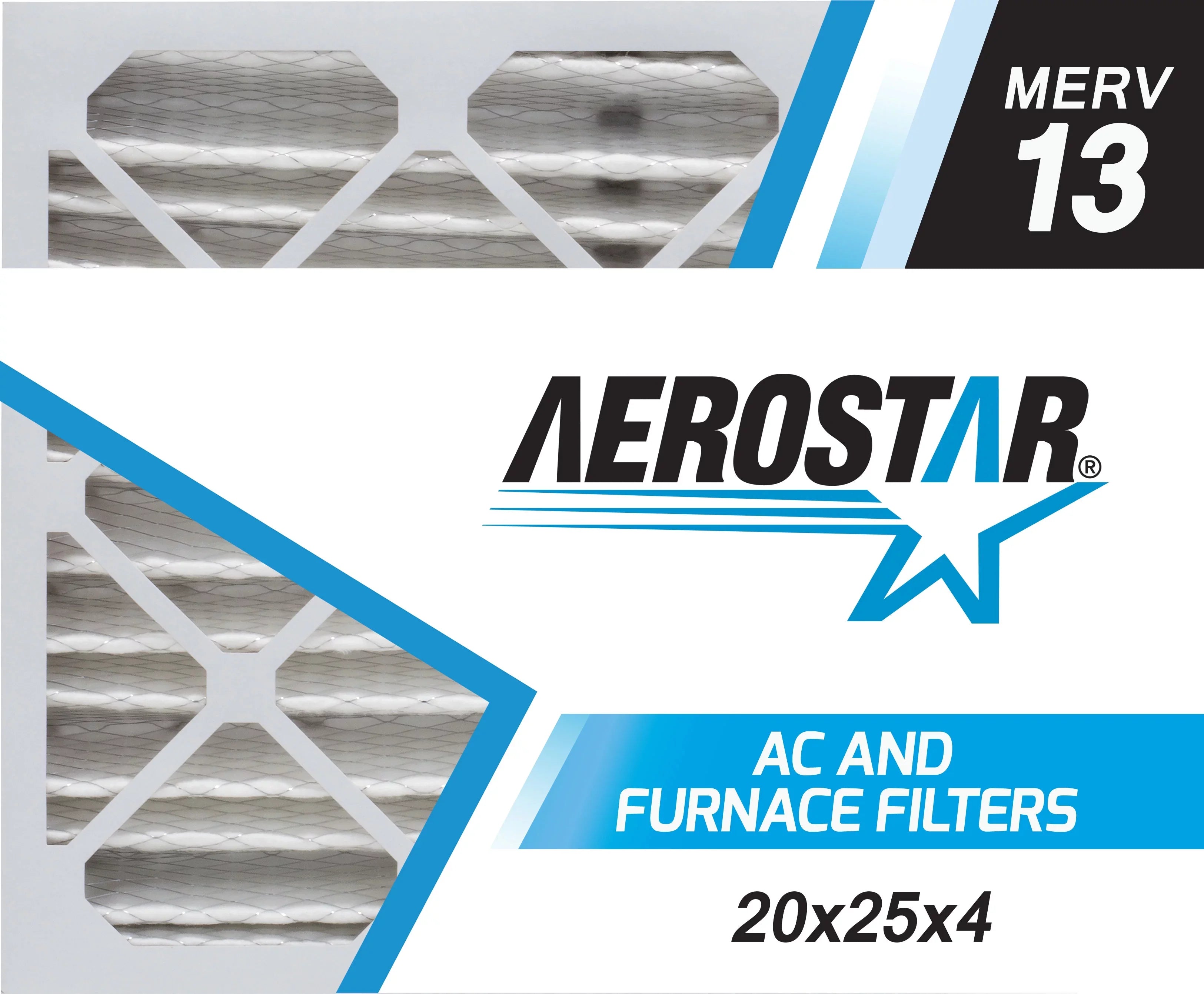 Aerostar 20x25x4 MERV 13, Pleated Air Filter, 20 x 25 x 4, Box of 6, Made in the USA
