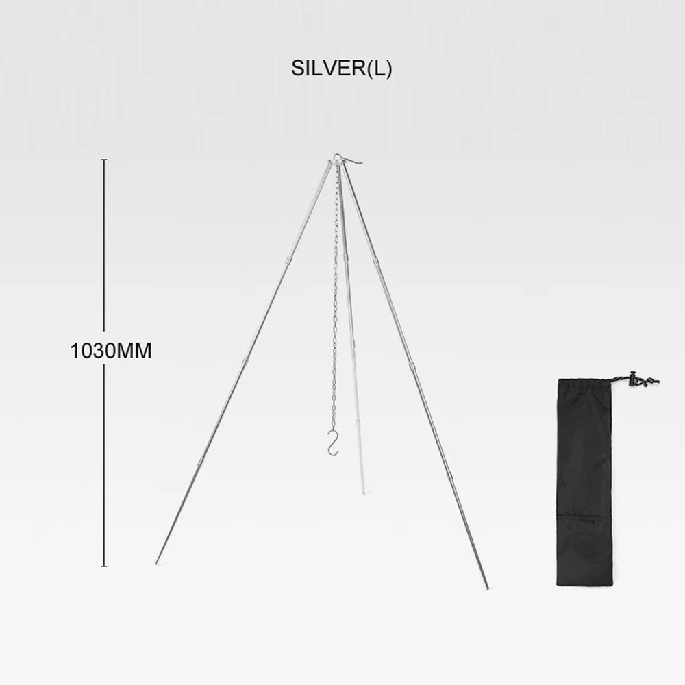 walmeck Detachable Campfire Tripod Bonfire Rack - Portable Aluminum Alloy Folding Bracket for Camping Picnic BBQ