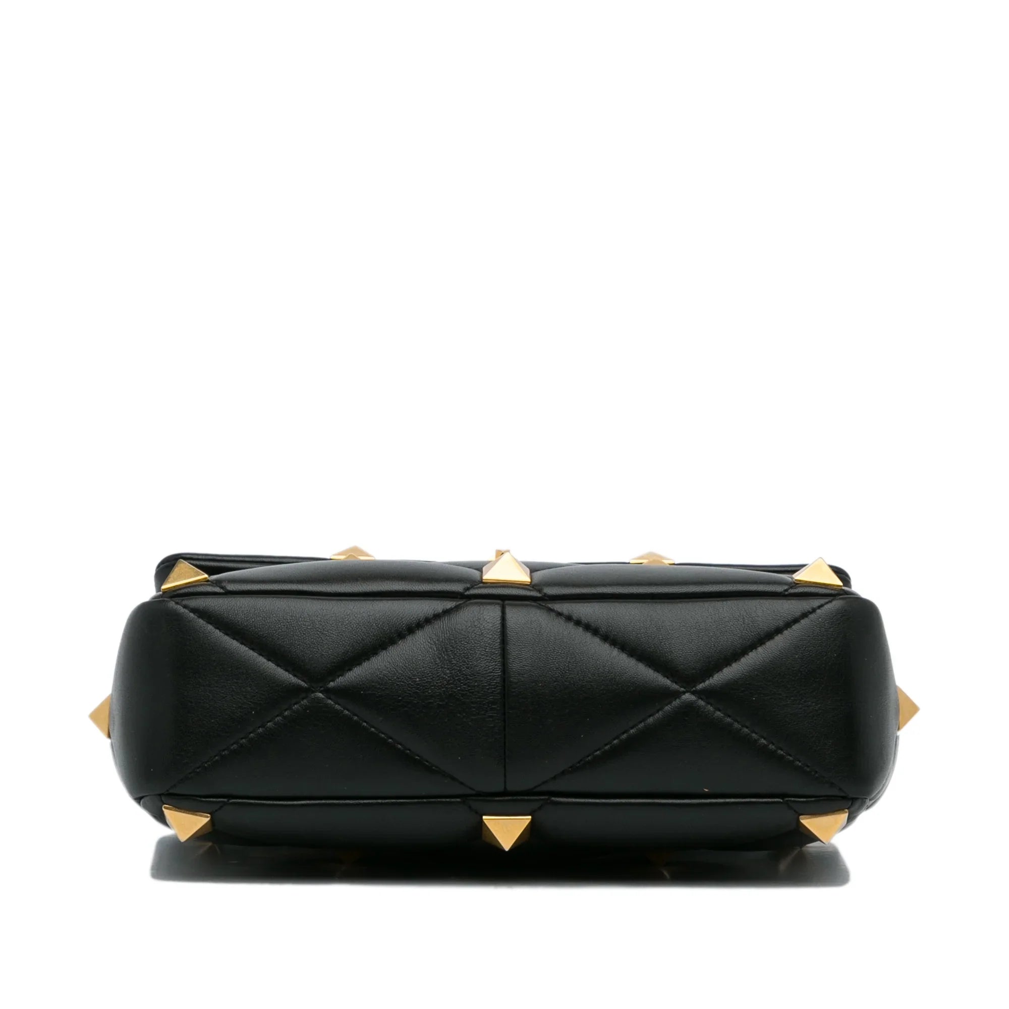 Pre-Owned Authenticated Valentino Medium Roman Stud Satchel Calf Leather Dark Unisex (Good)