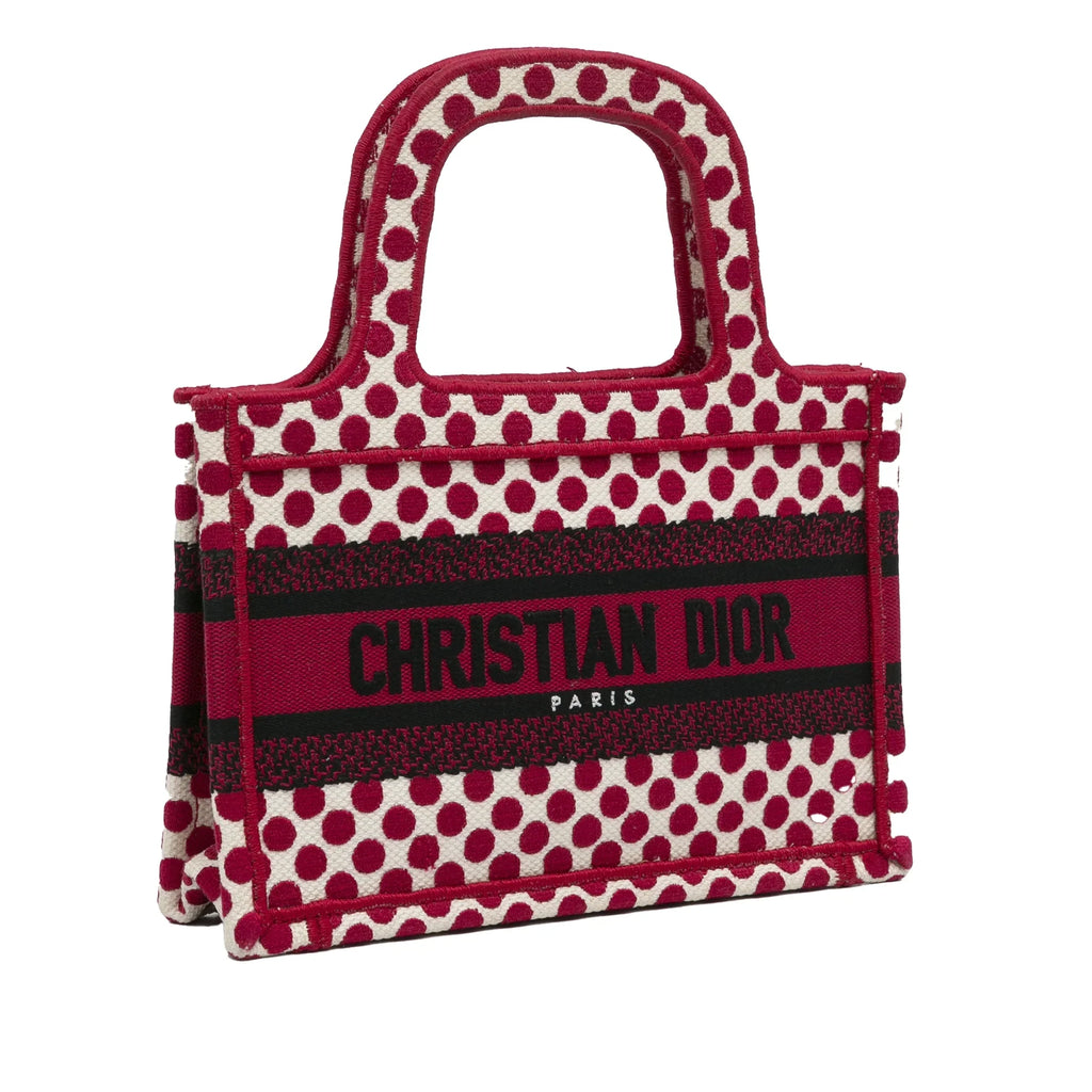 Pre-Owned Authenticated Dior Mini Dioramour Book Tote Canvas Fabric Red Tote Bag Unisex (Good)