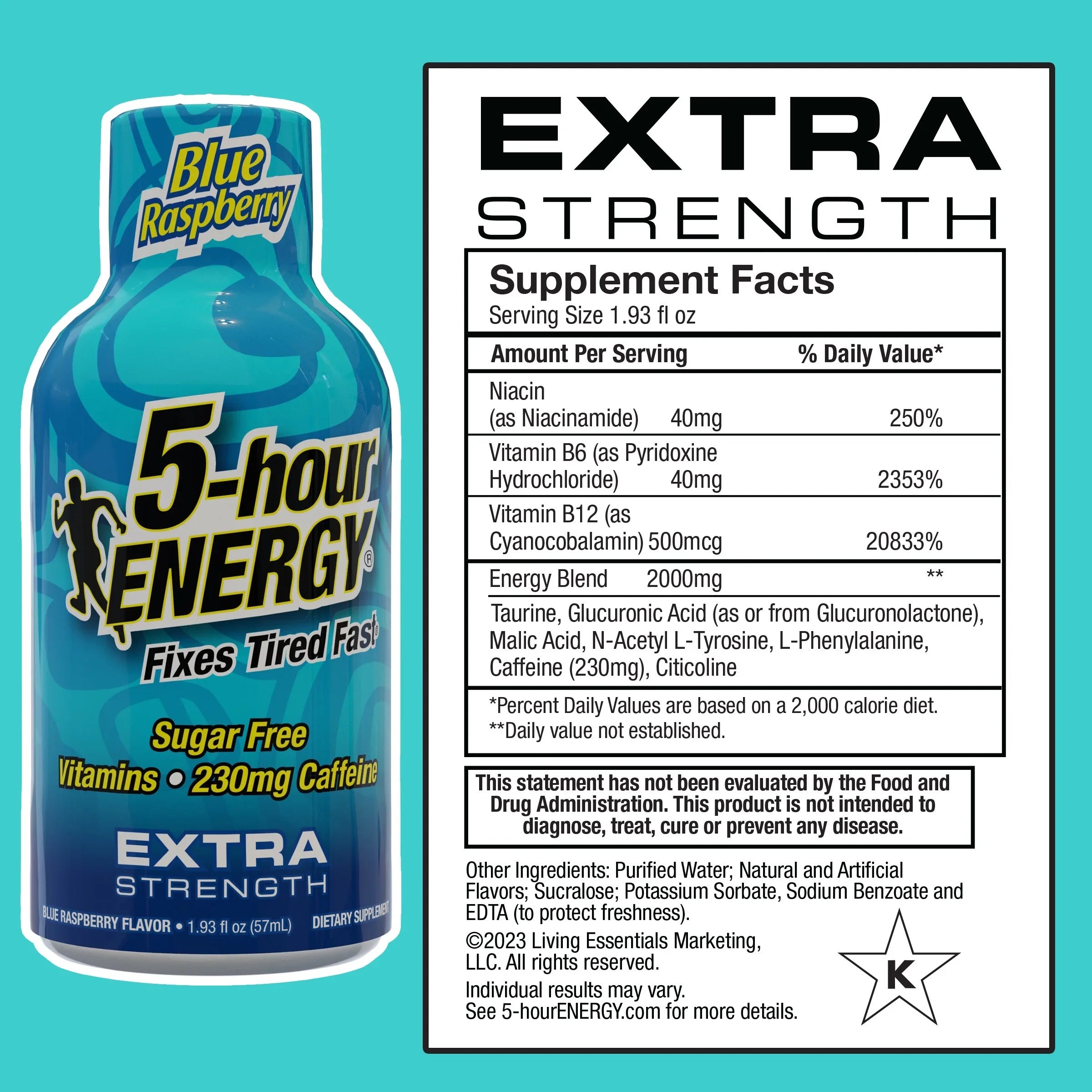 5-hour ENERGY Shot, Extra Strength, Blue Raspberry, 12 Count