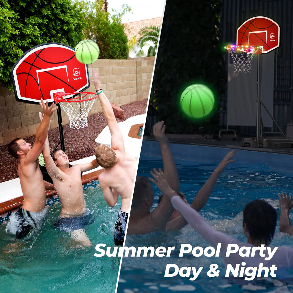 Valwix Swimming Pool Basketball Hoop 45"-59" Adjustable Height With 2 Balls And Pump