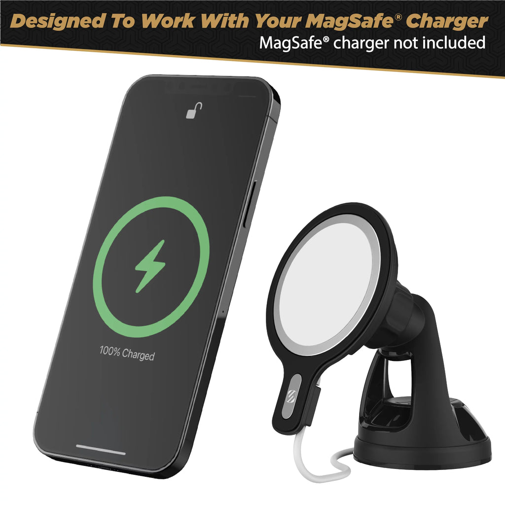Scosche MSHWDPD20-SP MagicMount MSC Window/Dash Car Phone Holder Mount Kit (MagSafe Charger Is NOT Included) Compatible with MagSafe Chargers, Ebony