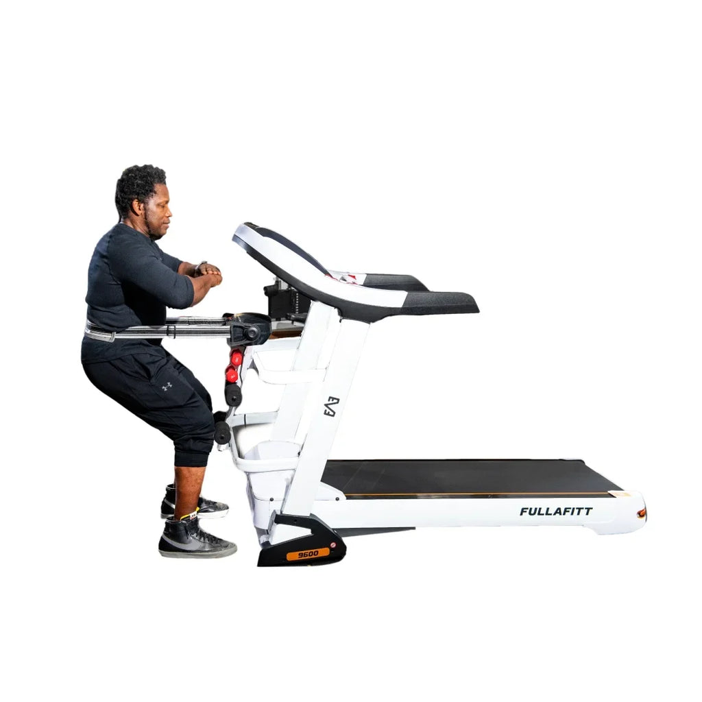 World Best Folding Treadmill by FULLAFITT, 4.5, Massage Belt, Wide LED Monitor, Bluetooth, Speakers, Preset Programs, Pulse Grip, Pressure Free Running Board