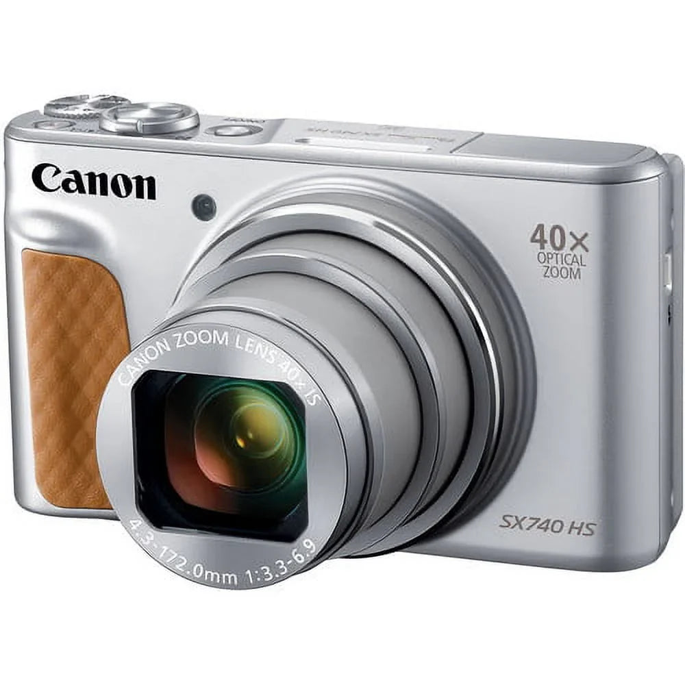 PowerShot SX740 HS Digital Camera (Silver) with 64 GB Card + Premium Camera Case + 2 Batteries + Tripod