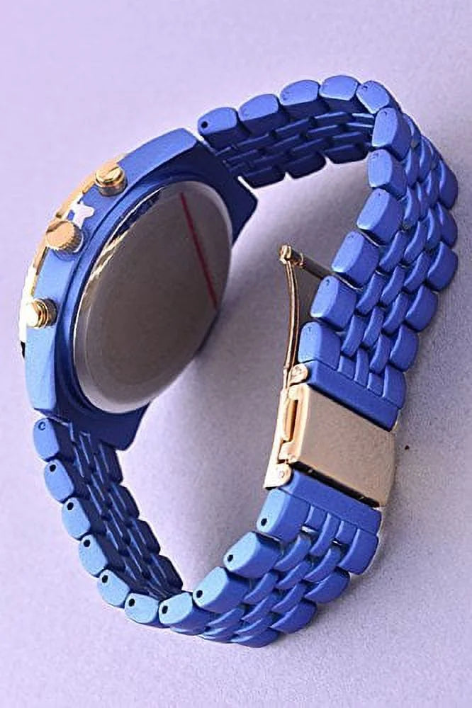 Women's Matted Blue Metal Band Wrist Watch