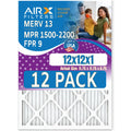 12x12x1 Air Filter MERV 13 Rating, 12 Pack of Furnace Filters Comparable to MPR 1500 - 2200 & FPR 9 - Made in USA by AIRX FILTERS WICKED CLEAN AIR.