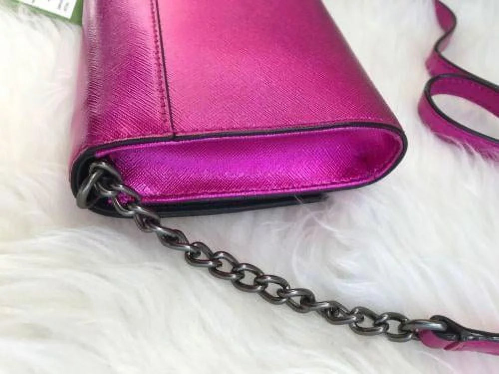 NWT Kate Spade Cedar Street Cami Clutch Bag Pink Metallic Bajarose Crossbody