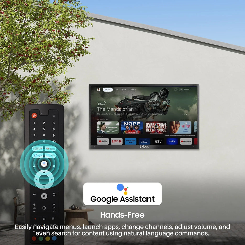 SYLVOX Outdoor TV, 43'' QLED Smart TV, IP55 Waterproof, Dolby Vision HDR, Voice Remote,1000nits Weatherproof Television, Chromecast Built-in for Deck, Patio or Garden(Deck Pro QLED 2.0)