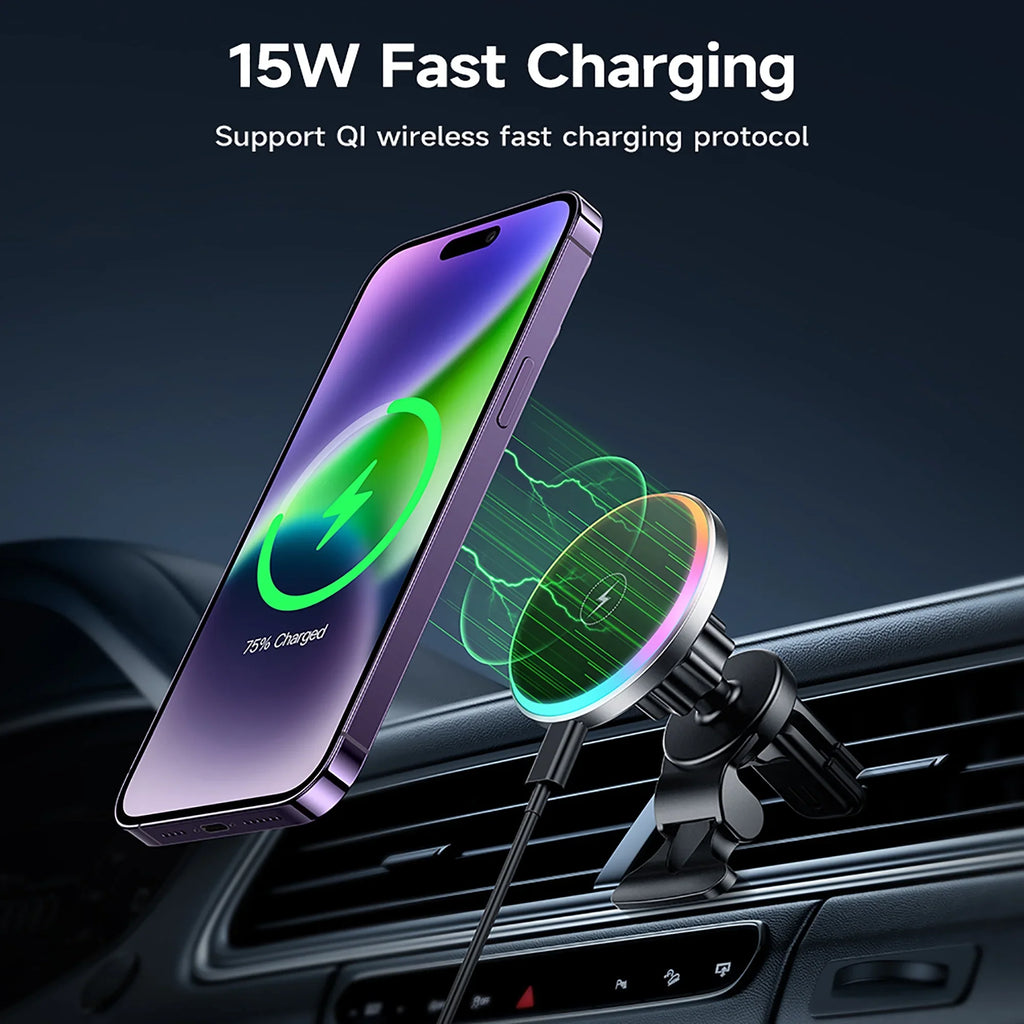 HOCO Magnetic Wireless Car Charger Air Vent Car Phone Holder Mount 15W QI Fast Charging Compatible for iPhone,,Huawei,etc