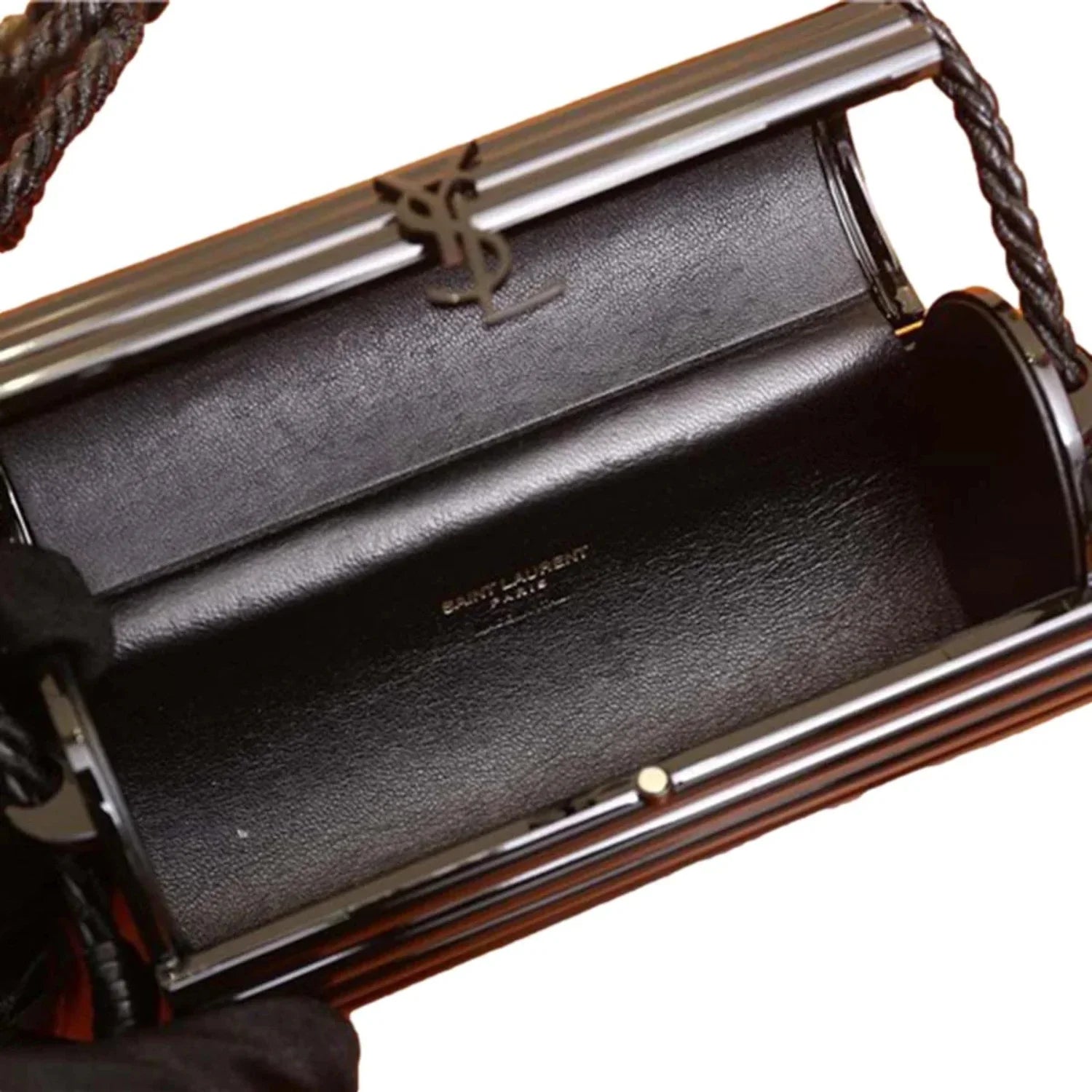 Saint Laurent Ebony Plexiglass Minaudiere Opium Box Bag 5173900