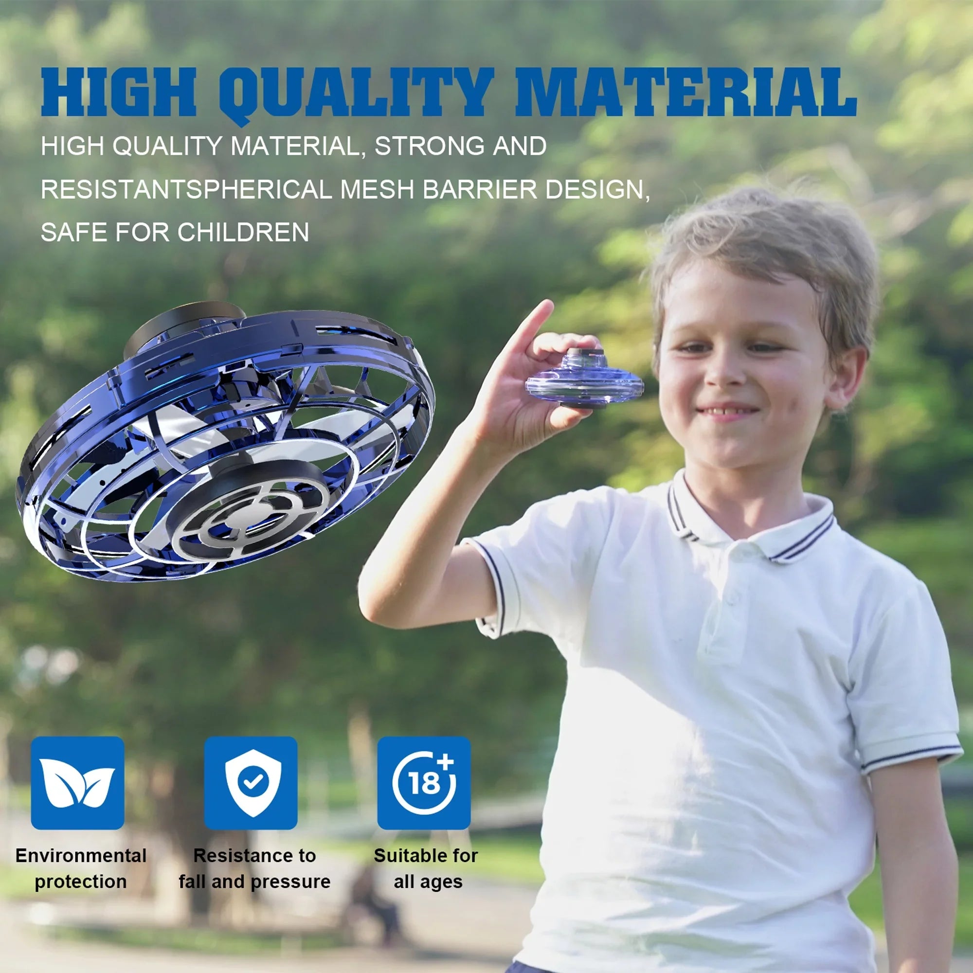 SAYFUT 2 Pack/Set Toys Hand Operated Drones Kids/Adults Scoot Hands Free Drone Helicopter, Easy Indoor Small Orb Flying Ball Drone Toys for Boys or Ebony