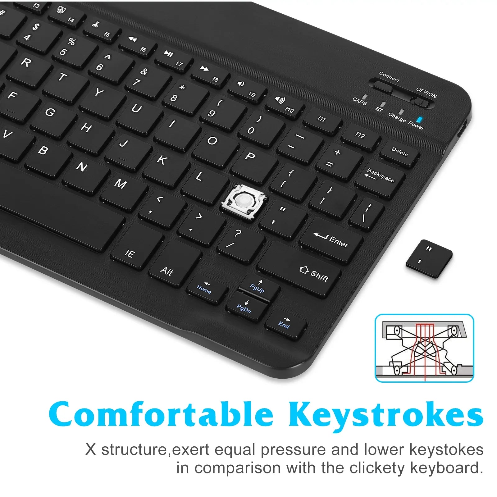 Rechargeable Bluetooth Keyboard and Mouse Combo Ultra Slim Full-Size Keyboard and Ergonomic Mouse for Xiaomi Mi Mix 2S and All Bluetooth Enabled Mac/Tablet/iPad/PC/Laptop - Onyx Ebony