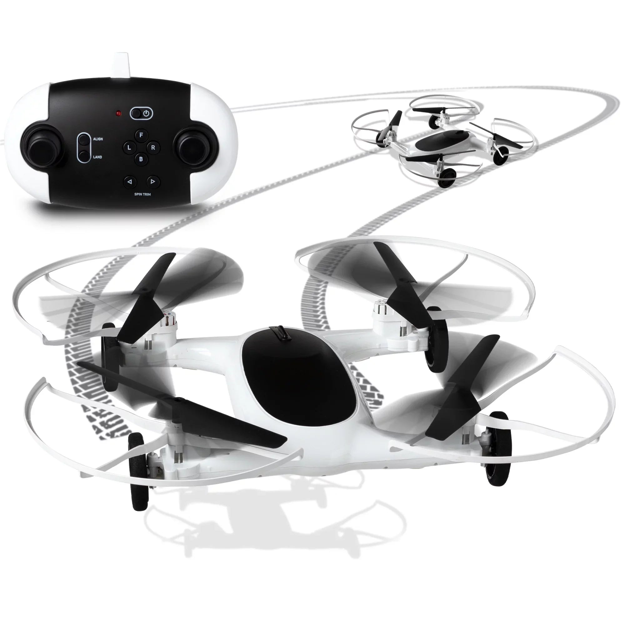 SHARPER IMAGE Rechargeable Dual Function Fly + Drive Drone RC, 250ft Long Range Control and 215ft Max Altitude, 5in