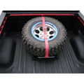 N-Fab by RealTruck Bed Mounted Rapid Strap Tire Carrier With Dark Strap | Gloss Ebony | Bm1Tsbk | Universal Fit