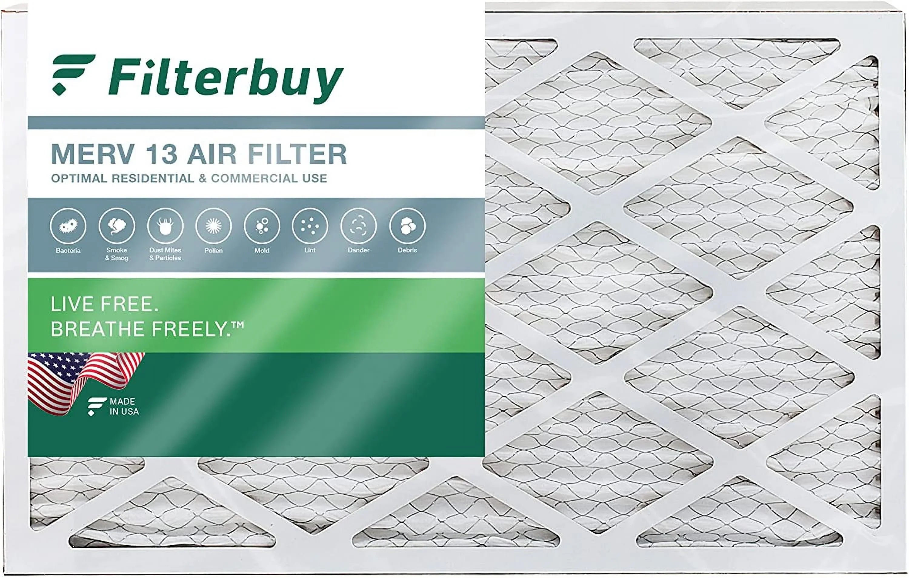 Filterbuy 16x24x4 MERV 13 Pleated HVAC AC Furnace Air Filters (1-Pack)