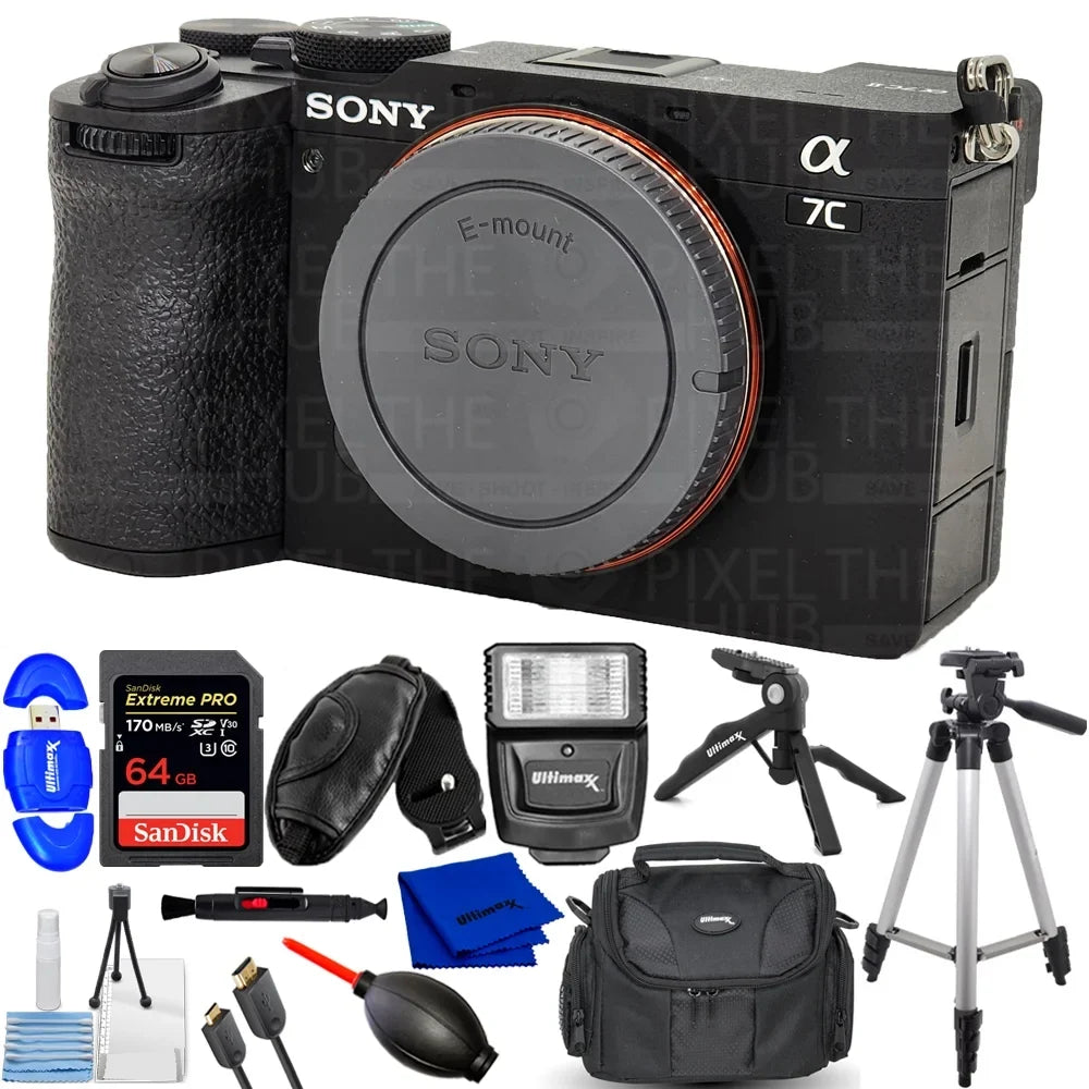 a7C II Mirrorless Camera Ebony ILCE-7CM2/B - 12PC Accessory Bundle