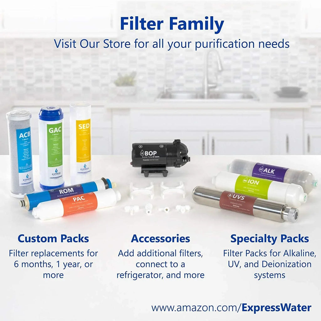 countertop reverse osmosis system replacement filter set 3 inline filters 1?4” quick connect filter cartridges - sediment, gac and pac carbon filters 6 month filter set